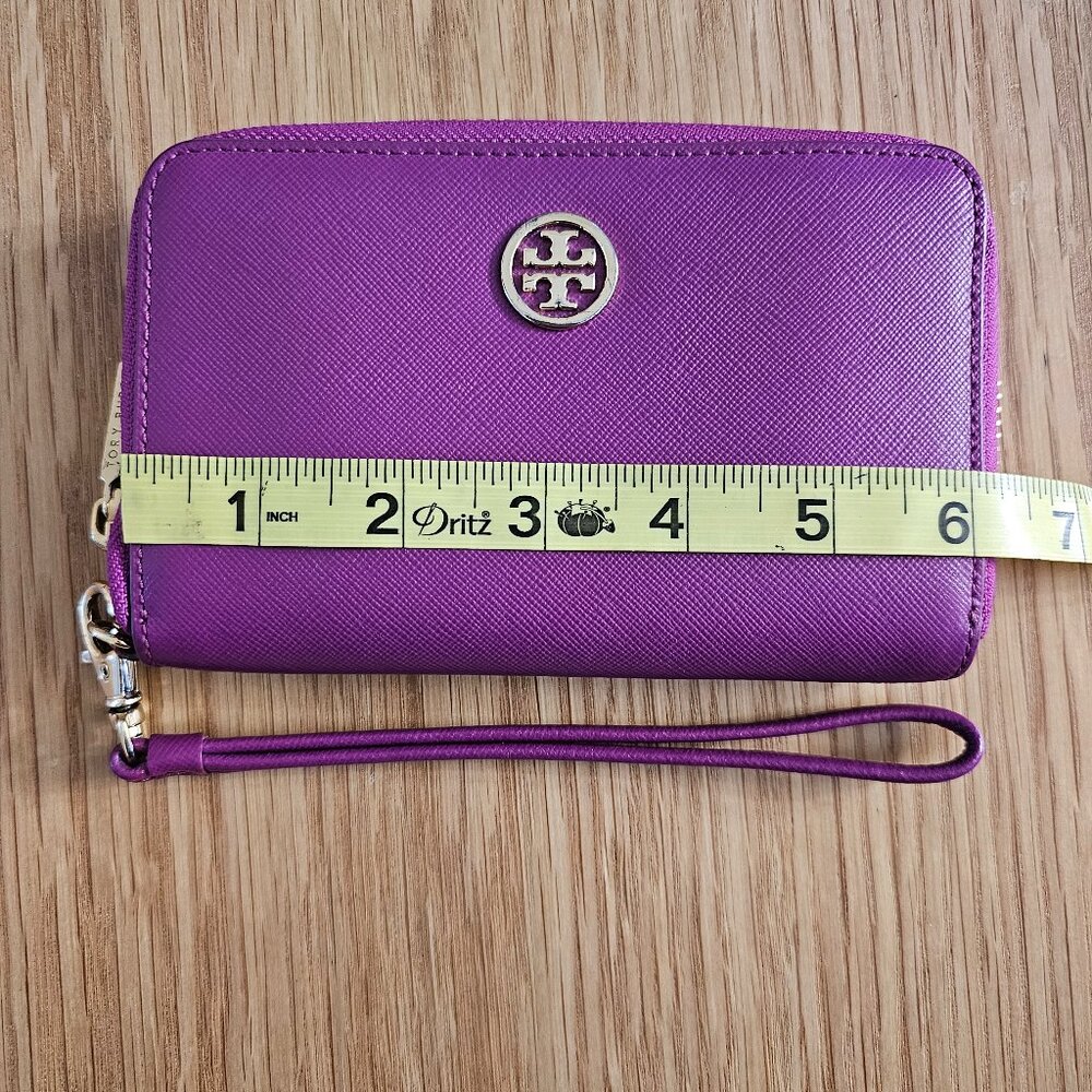 Tory Burch Robinson Saffiano Leather Zip Around Wallet Wristlet